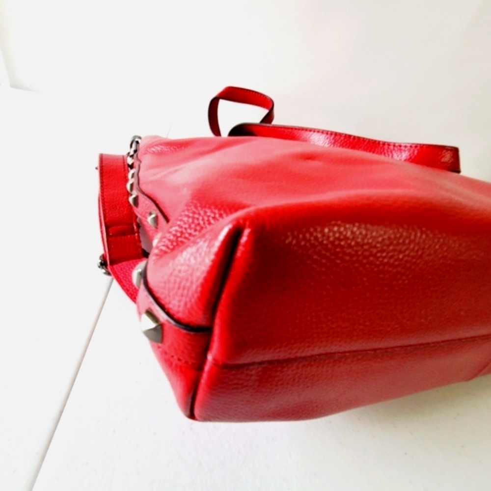 Cannci Soft Pebbled Leather Oversized Shoulder Bag Studded Large Red Tote Spring - Picture 7 of 16